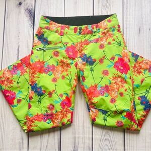 Obermeyer Vibrant Green Floral Snowboarding Ski Winter Snow Pants